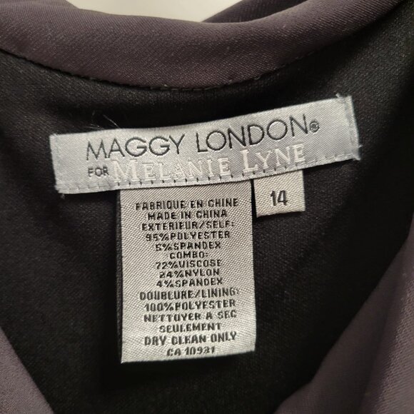 Maggie London Black Gray cowl neck bodycon midi dress size 14  Hardly Worn - Picture 7 of 8